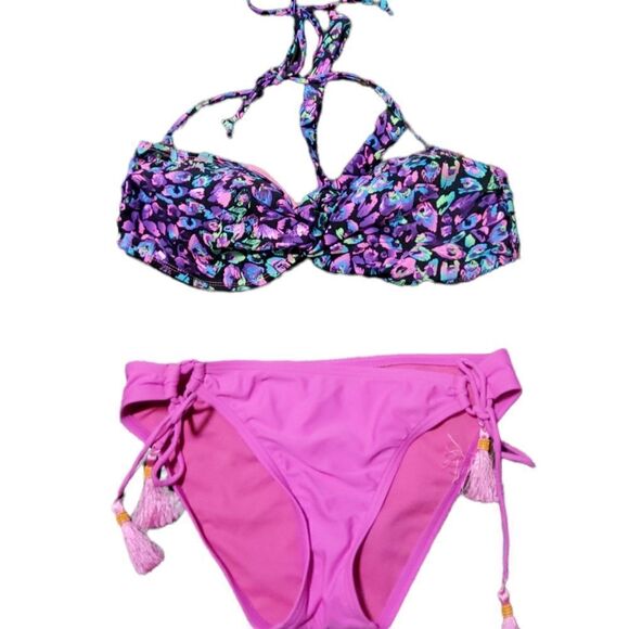 INMOCEAN Arizona Pink Multi Leopard Bikini Swimsuit Swim XL Medium - Picture 1 of 8